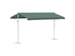 Toldo de Duas Águas 4 X 3 M, Retrátil Manual, com Inclinação Ajustável, Estrutura Metálica, Impermeável, em Poliéster, Verde Escuro. LAMAISON