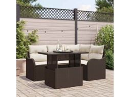 Vidaxl Conjunto De Jantar Para Exterior Com Almofada 5 Pcs Castanho