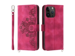 Capa Pega Para Iphone 15 Pro Max Pele Sintética Vermelho