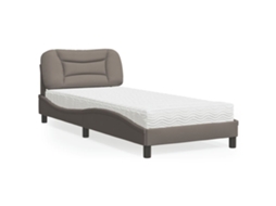 Vidaxl Cama Com Colchão Hvar 90x190 Cm Tecido Castanho-acinzentado