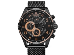 Relógio masculino Bagari, movimento de quartzo luminoso, resistente à água até 3 ATM, pulseira de aço inoxidável.