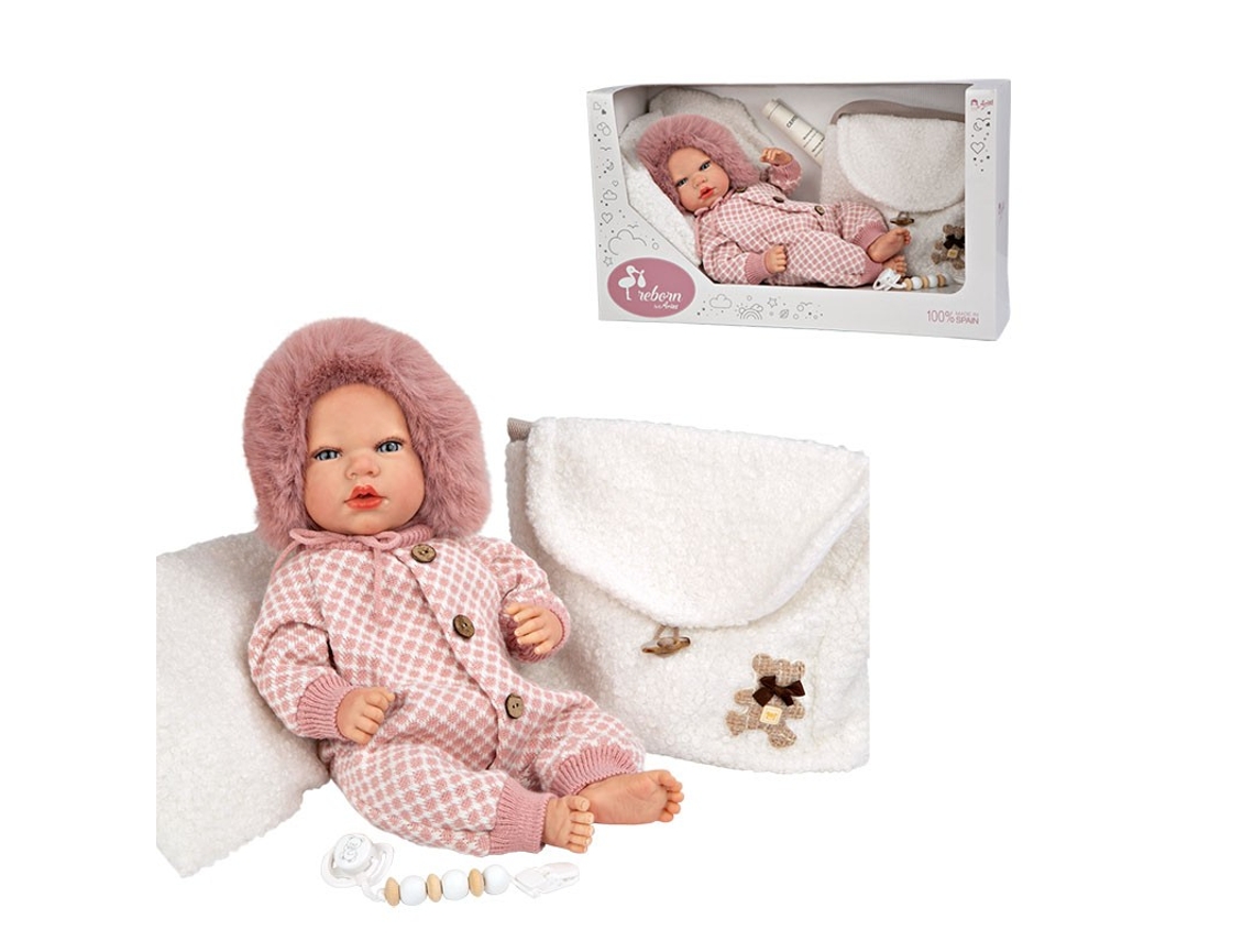 Boneca Reborn 40 Cm Manuela Rosa Com Bolsa e Almofada MUÑECAS ARIAS