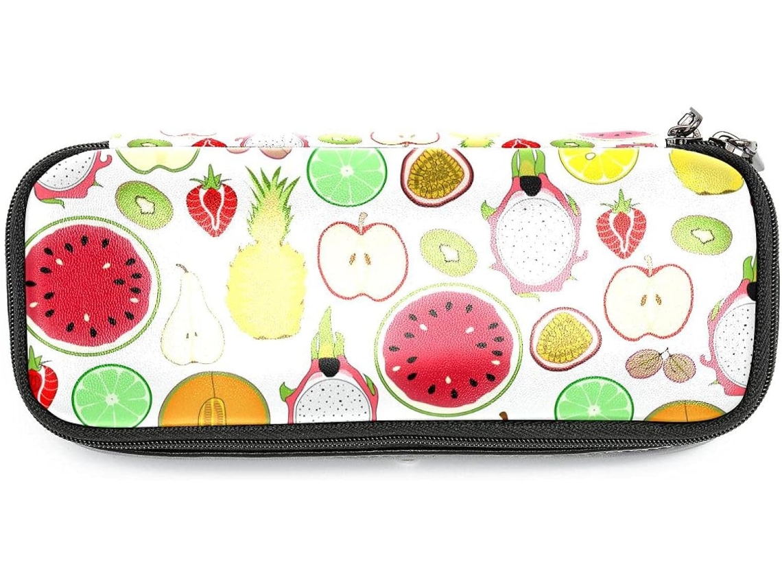 Estojo Grande Com Estampa De Frutas Tropicais, Organizador De Maquiagem, Ideal Escola, Escritório, Adultos, Meninas