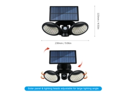 Lâmpada Solar Parede Sensor de Movimento 3 Modos IP65 para Jardim Pátio S/MARCA