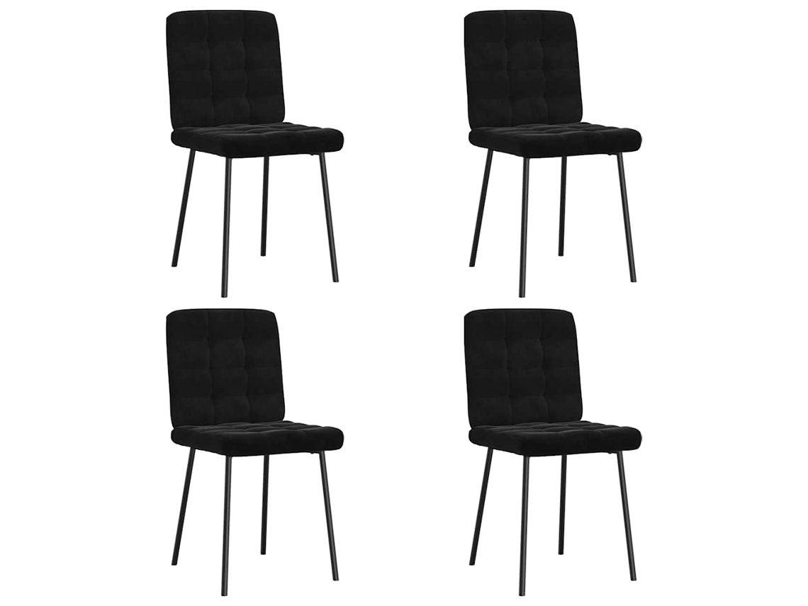 Vidaxl Cadeiras De Jantar 4 Pcs Veludo Preto