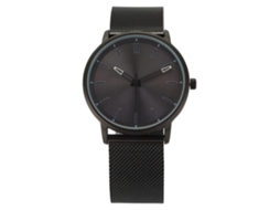 Relógio de pulso masculino de quartzo com pulseira de aço multicolorida (preto)
