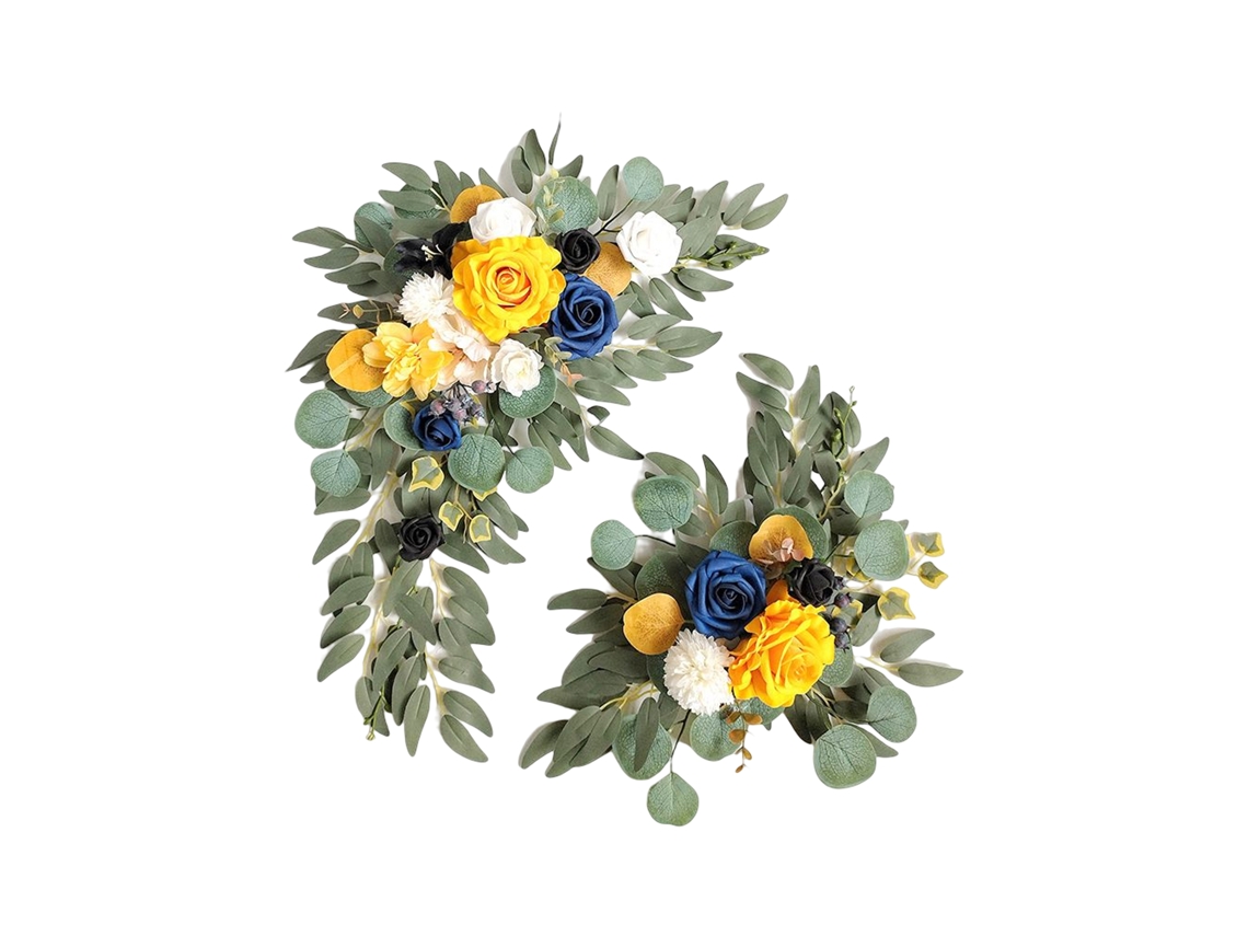 Placa de boas-vindas para casamentos sinal direcional arranjo de flores artificiais LAXISCREED