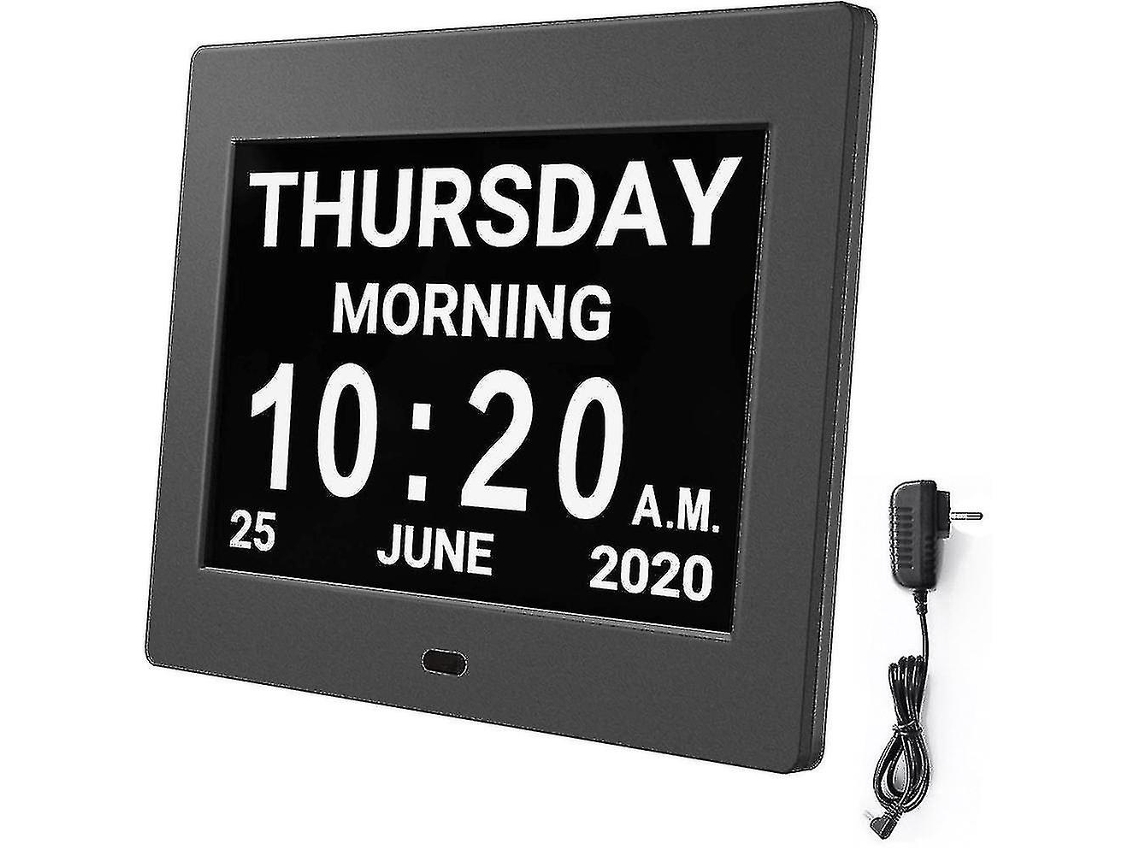 Relógio Do Dia Do Alarme Do Calendário Digital Com Tela Grande De 8'', Am Pm, 5 Alarme, Relógios De Demência Levaram Calendário De Mesa Eletrônico