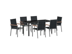 Maison Exclusive - Conjunto De Jantar Para Jardim 7 Pcs Preto