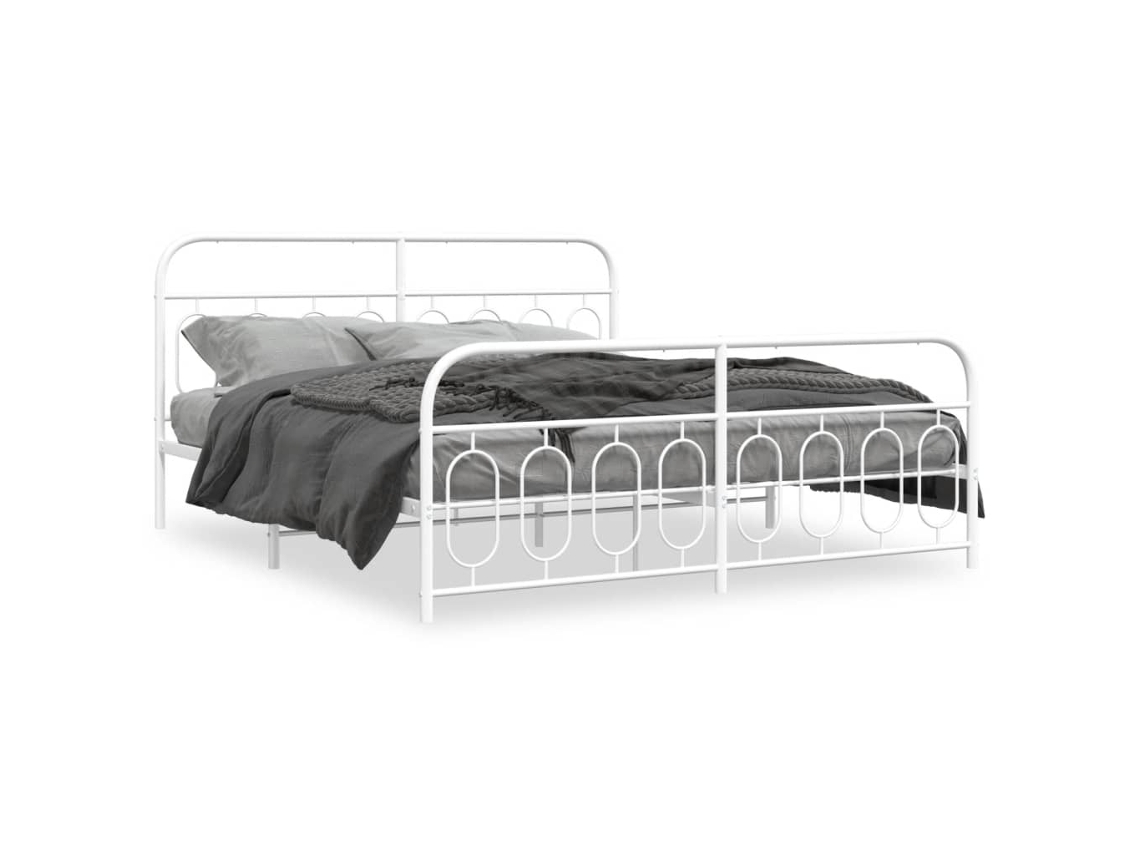 Bed Frame, Bed Frames Vidaxl Branco Metal (183 X 213 Cm)