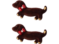2 Presilhas De Veludo Cachorro Dachshund, C