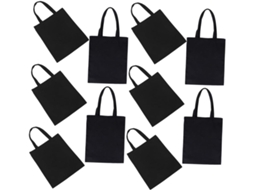 Conjunto de 10 Sacolas Lona Pretas Reutilizáveis com Alças, Grande Capacidade, Resistentes e Leves, CHABERLU
