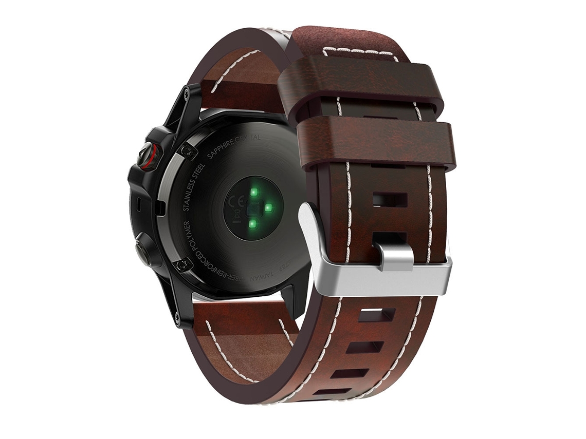 Bracelete de Smartwatch para Garmin Fenix 3 Sapphire 26mm Costura Couro Fivela de Aço (Marrom Vermelho)