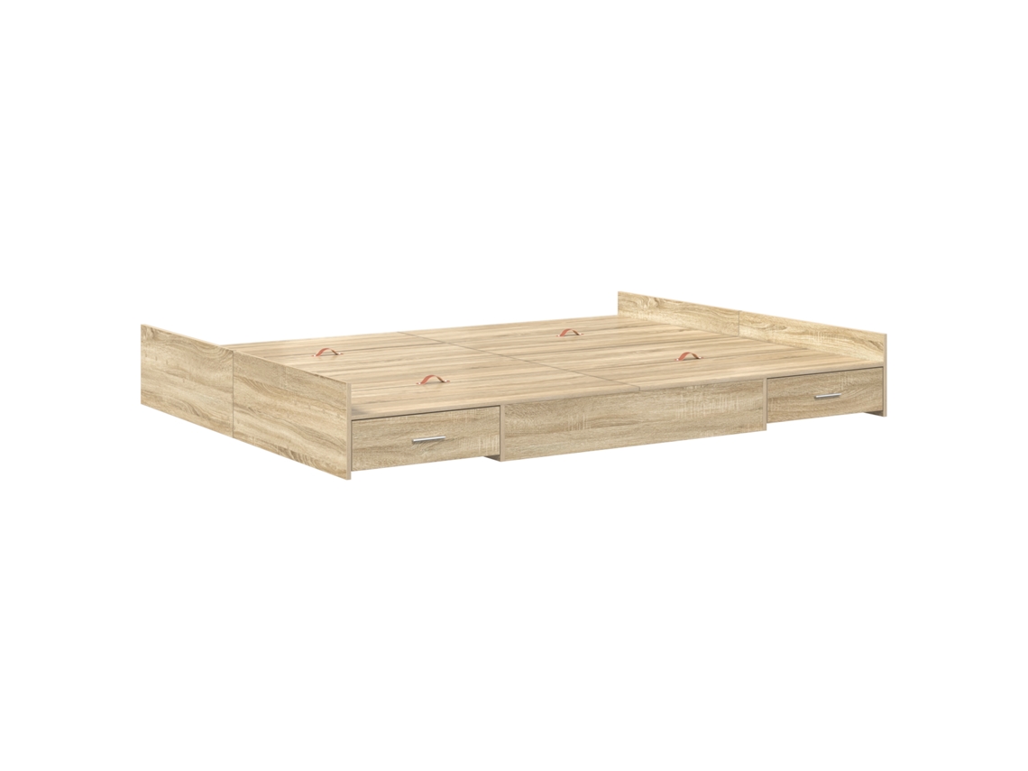 Conjunto 1 Estrutura De Cama Moderna Vidaxl Castanho Madeira De Pinho Maciça (140 X 190 Cm)