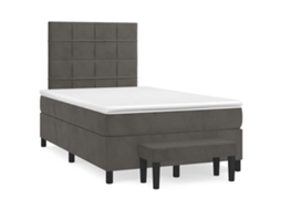 Vidaxl Cama Boxspring Com Colchão 120x190 Cm Veludo Cinzento-escuro