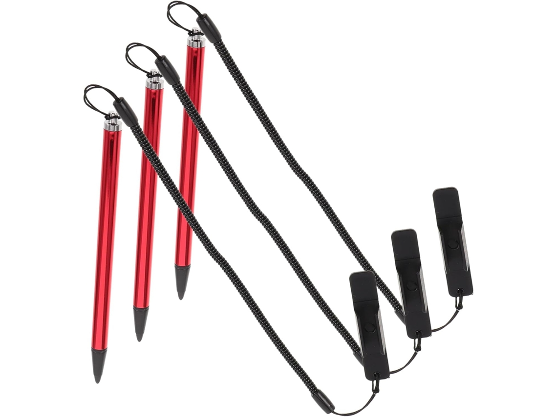 Conjunto De 3 Canetas Stylus Universais Com Agulha E Alça Para Escrita Em Telas Sensíveis Ao Toque, Em Metal Conjunto De 3 Canetas Styl Gokoco