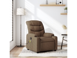 Vidaxl Poltrona De Massagens Reclinável Tecido Castanho