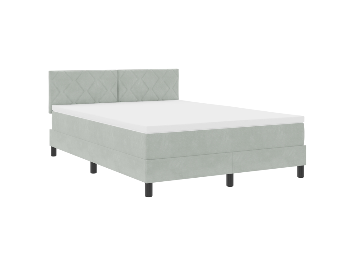 Conjunto 1 Cama Box Vidaxl Cinzento-claro Veludo (140 X 200 Cm)