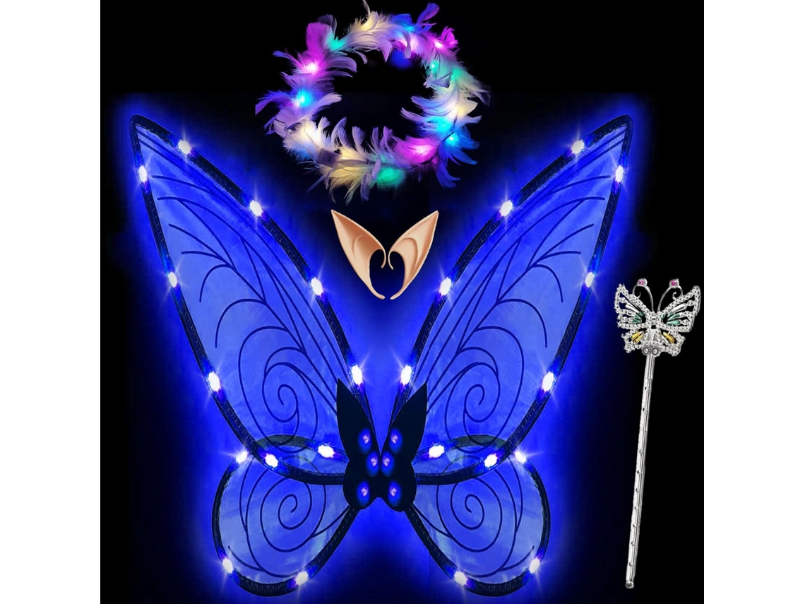 Asas De Fada Brilhantes Para Adultos, Tiaras De Led E Varinhas Mgicas Para Festa Com Tema De Fadas. Aquaforge