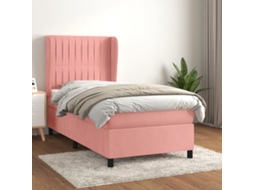 Cama Com Molas/colchão 80x200 Cm Veludo Rosa