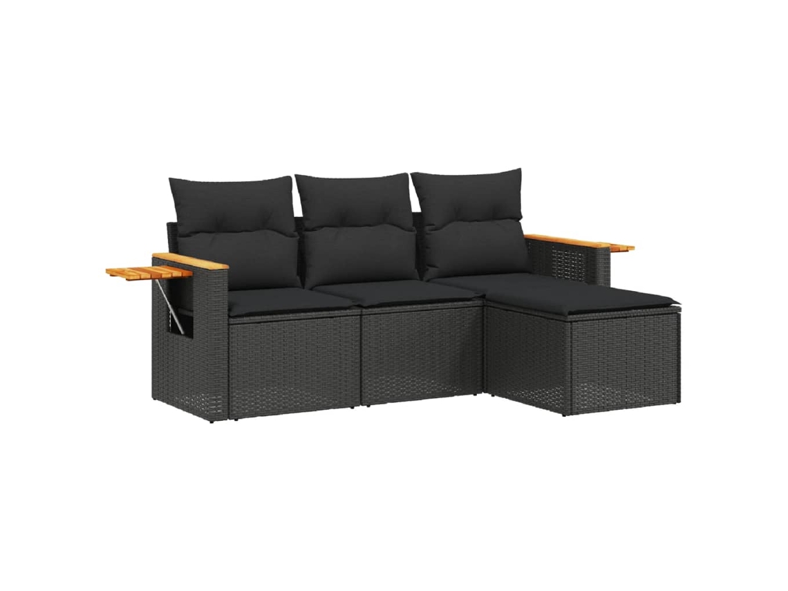 Garden Sofa Set, Garden Sofa Sets Vidaxl Preto Rattan / Vime (n/a)