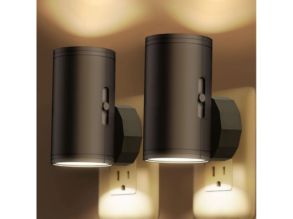Conjunto de 2 Luzes Noturnas Led com Plugue, Sensor Crepuscular, Intensidade Ajustável de 5 a 300 Lúmens, Branco Quente 2700k BRILVIBERA