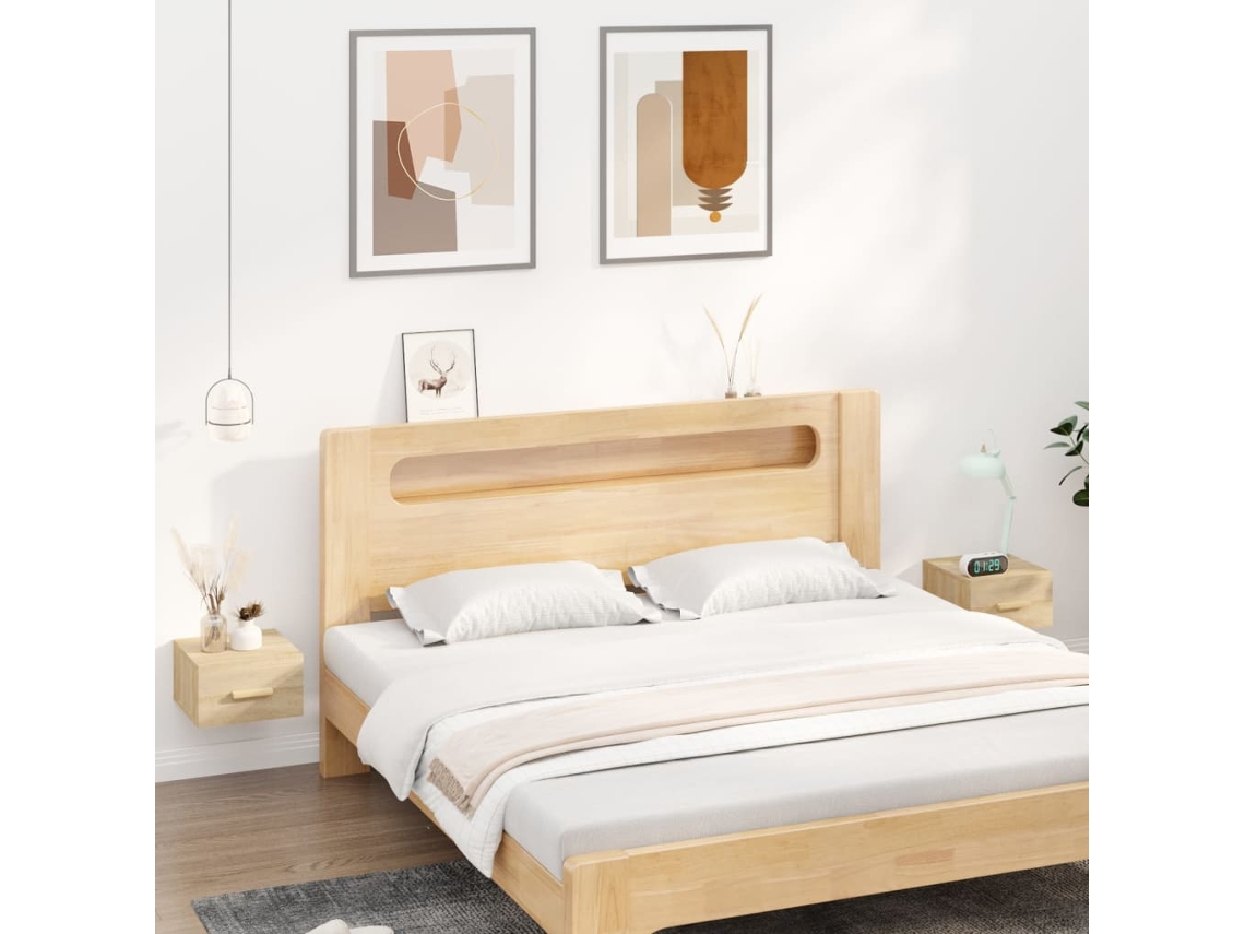 Vidaxl Mesas De Cabeceira Parede 2 Pcs 35x35x20 Cm Cor Carvalho Sonoma