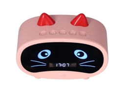 2026-reloj Despertador Inalámbrico Multifuncional Com Alto-falante Bluetooth Cor Rosa