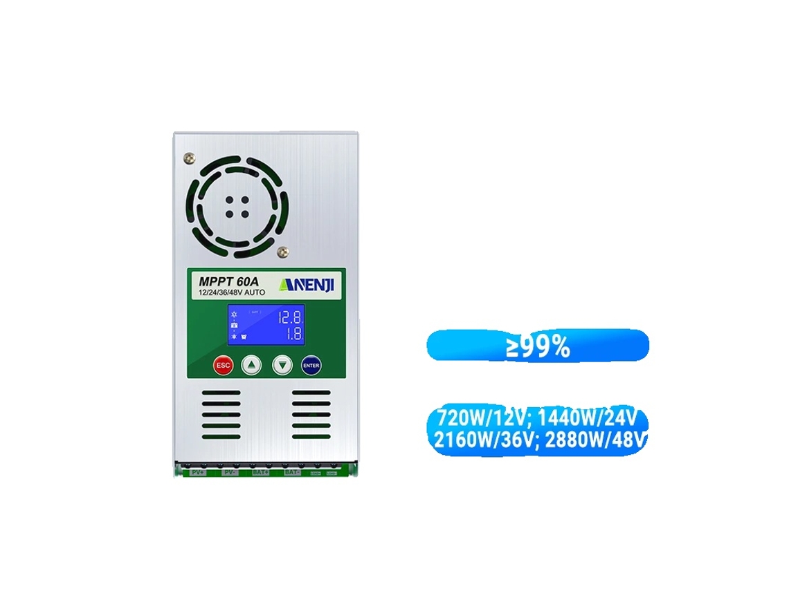 Controlador De Carga Solar, Saída De 60a, Display Lcd, Anj-48v-60a