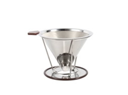 Filtro de café cone em aço inox 304, duas camadas, portátil e reutilizável | S/MARCA