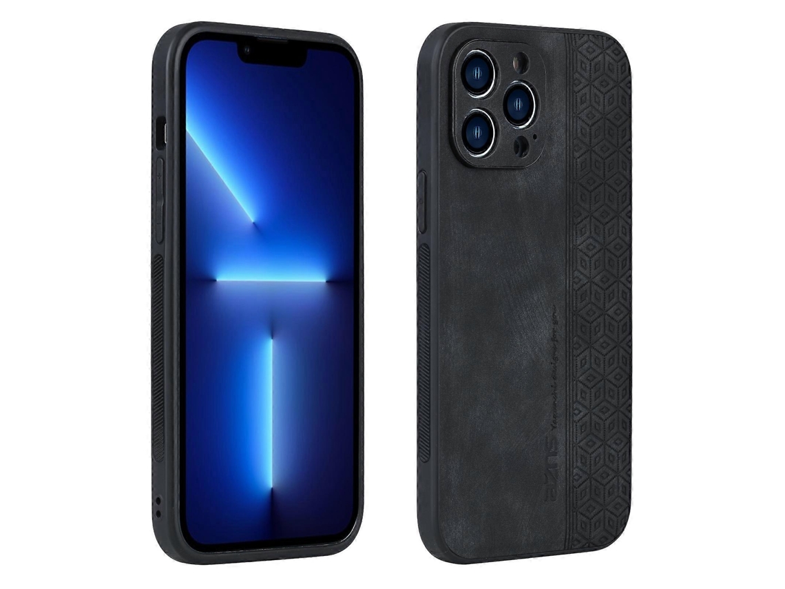 Capa Para Iphone 12 Pro Em Couro Pu E Tpu, Preto