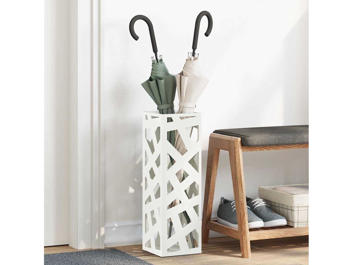 Vidaxl Suporte Para Guarda-chuva De Chuva Branco 15,5 X 15,5 X 49 Cm