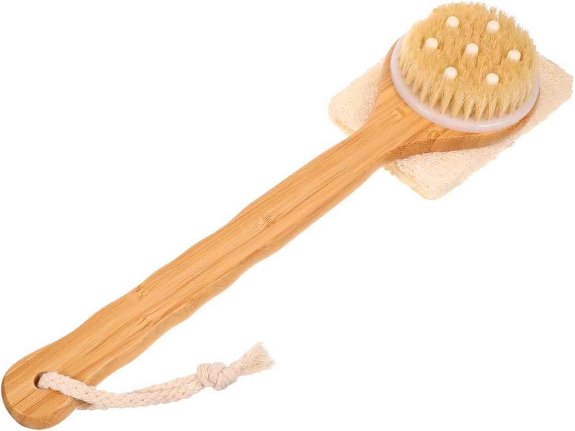 Escova De Banho Manual, Esfoliante De Pele, Esponja Vegetal, Escova Esfoliante De Cabo Longo, Bucha Vegetal