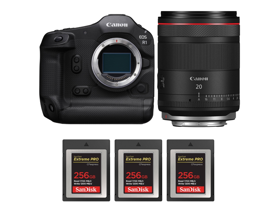 Eos R1 + Rf 20mm F/1.4 L Vcm + 3 Sandisk 256gb Extreme Pro Cfexpress Type B + Ebook “20 Dicas para Fotos Que Impressionam” CANON
