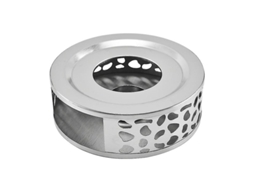 Base Aquecedora De Bule De Aço Inoxidável, Redonda, Com Estrutura Oca, Suporte Para Velas, Resistente Ao Calor Brilvibera (1 Peça, Prata)