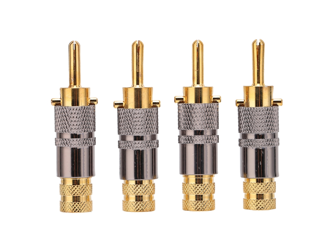 Preffair Ba1457 - Conjunto de 4 Conectores Banana de Alta Qualidade Banhados a Ouro 24k