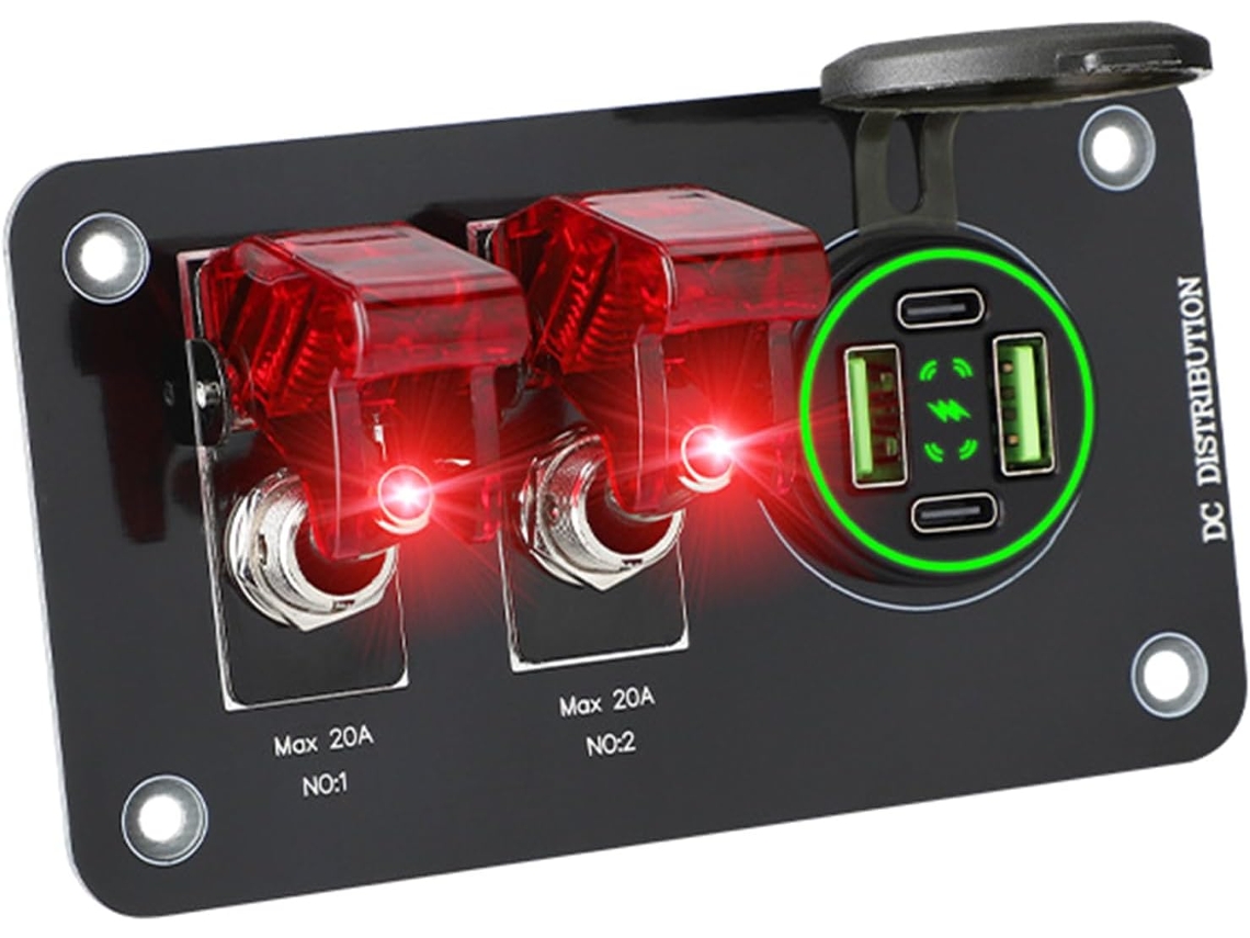 Painel De Carregamento Usb Profissional Para Carro Com 4 Portas Qc3.0