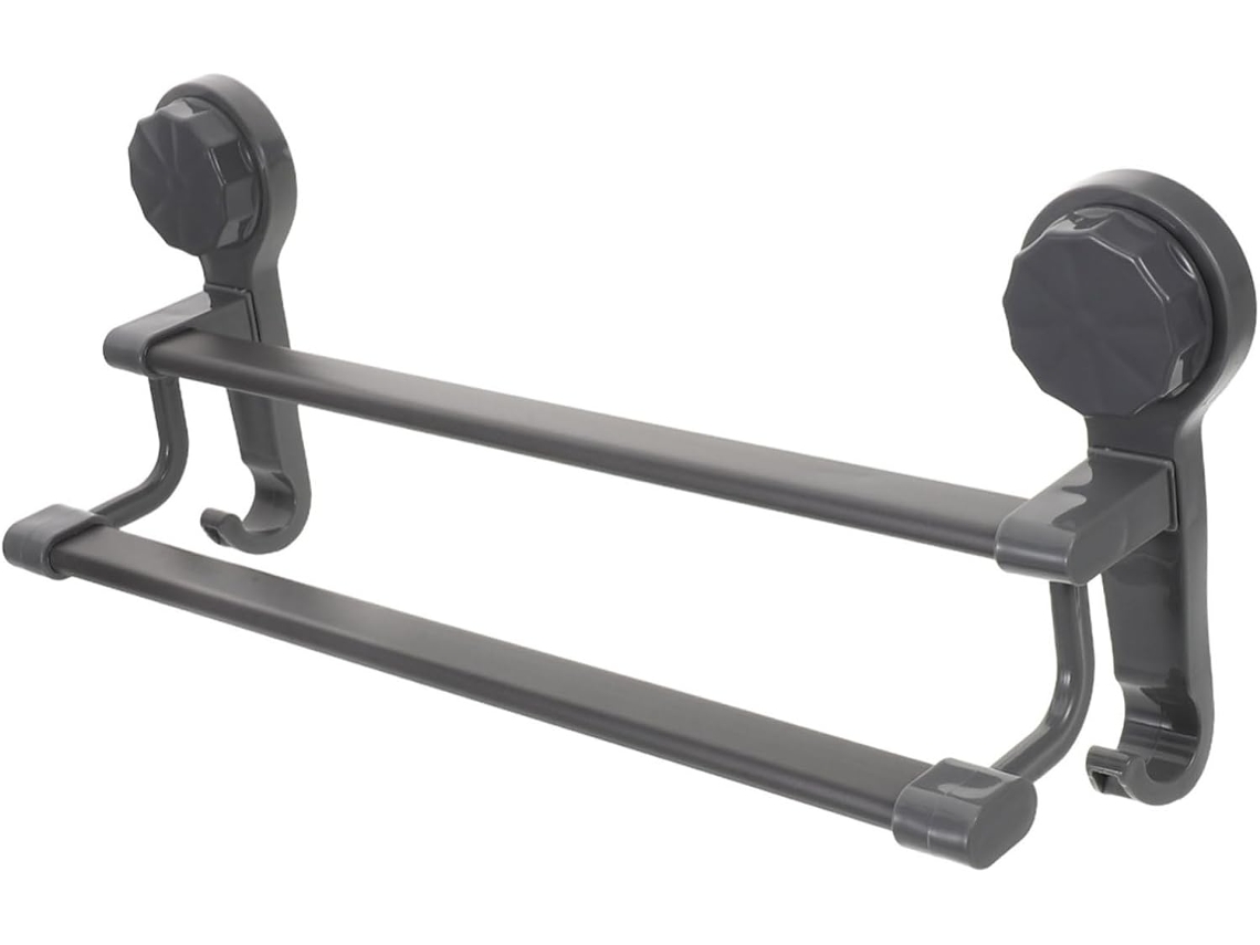 Suporte Duplo para Toalhas com Ventosas em Abs, Montagem Sem Furos, Ideal Banheiro, Cozinha Ou GOKOCO