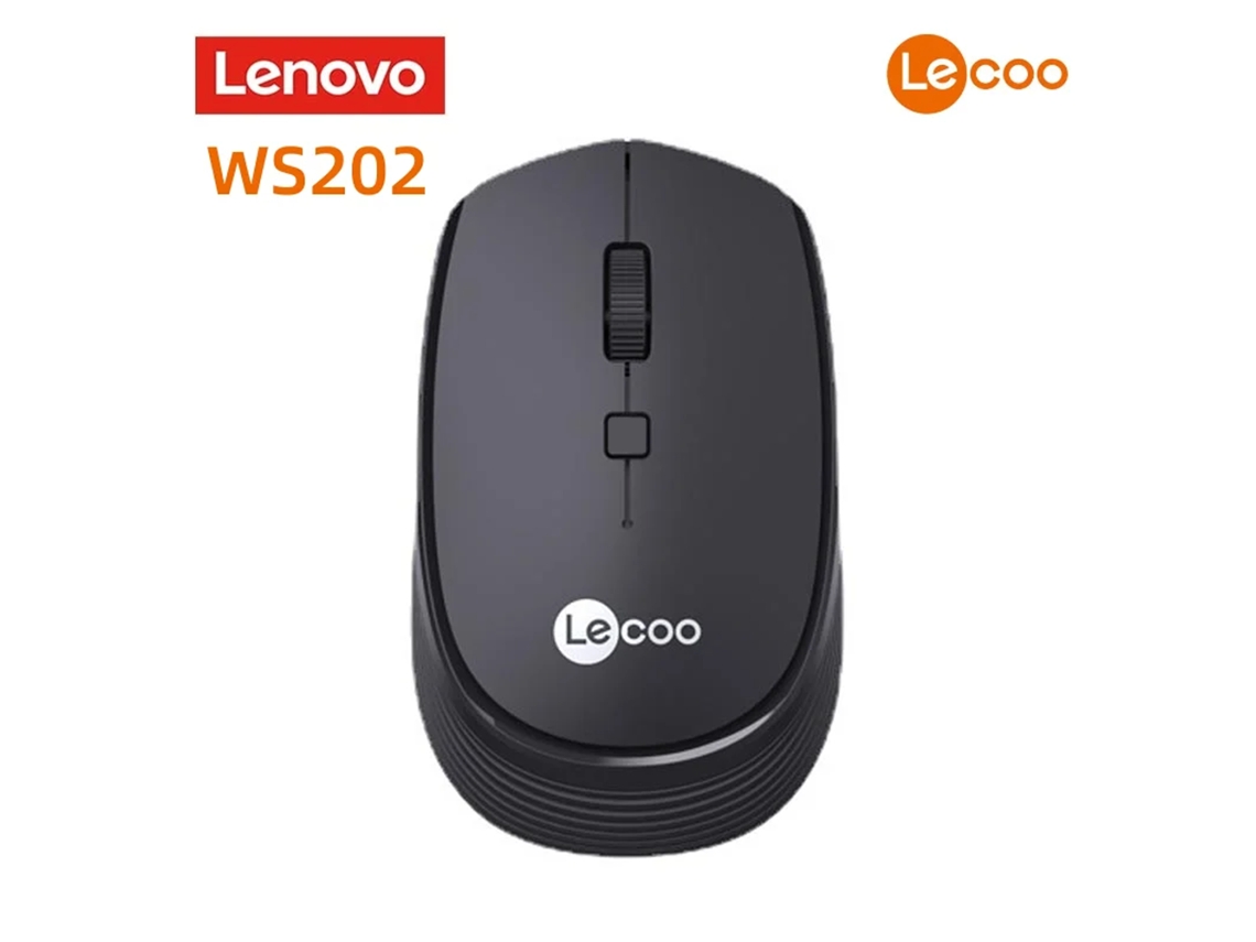 Rato Sem Fio Lenovo Ws202 2.4g Óptico Preto