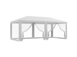 Gazebo para festa no jardim com 6 paredes removíveis de tela mosquiteira, 582x295x255cm, branco CHEZMOI | CHEZMOI