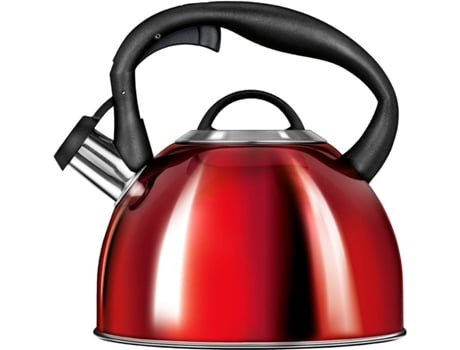 Chaleira de Indução, SMILE Chaleira com Apito, Todos os Fogões, 3 L, Aço Inoxidável Vermelho
