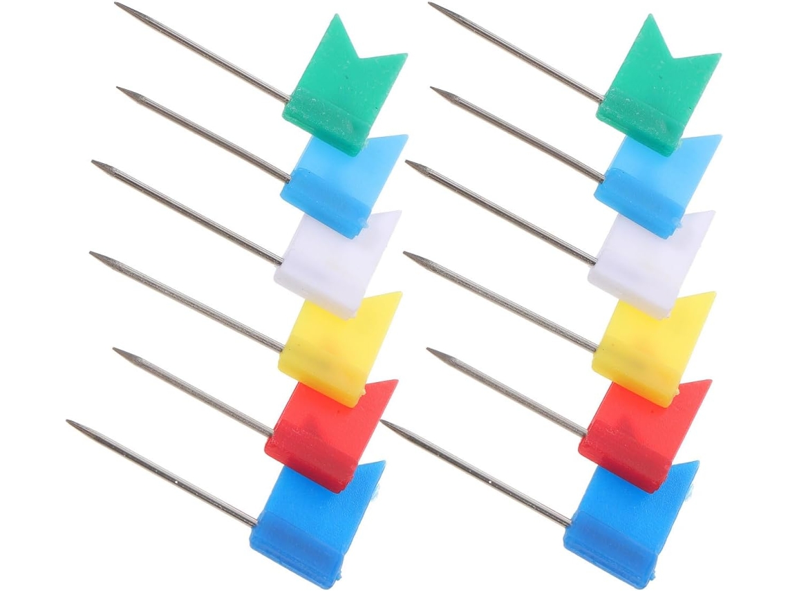 Tachinhas em formato de miniaturas de bandeiras para mapa-múndi, 100 peças em ABS e metal, duráveis para decoração.