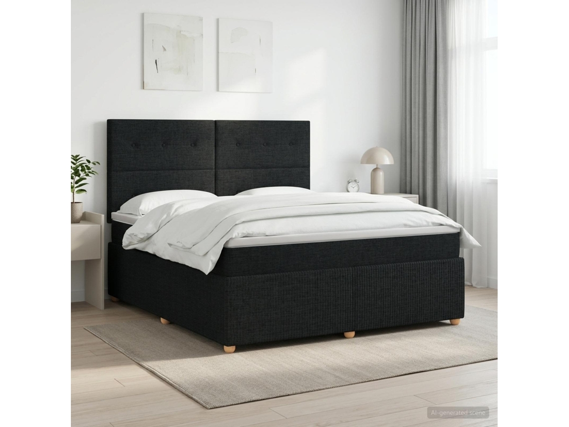 Vidaxl Cama Box Spring Com Colchão Preto 180 X 200 Cm Tecido