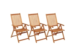 Conjunto de 3 Cadeiras de Jardim Dobráveis com Almofadões Acácia Maciça MAISON EXCLUSIVE (3 pcs)