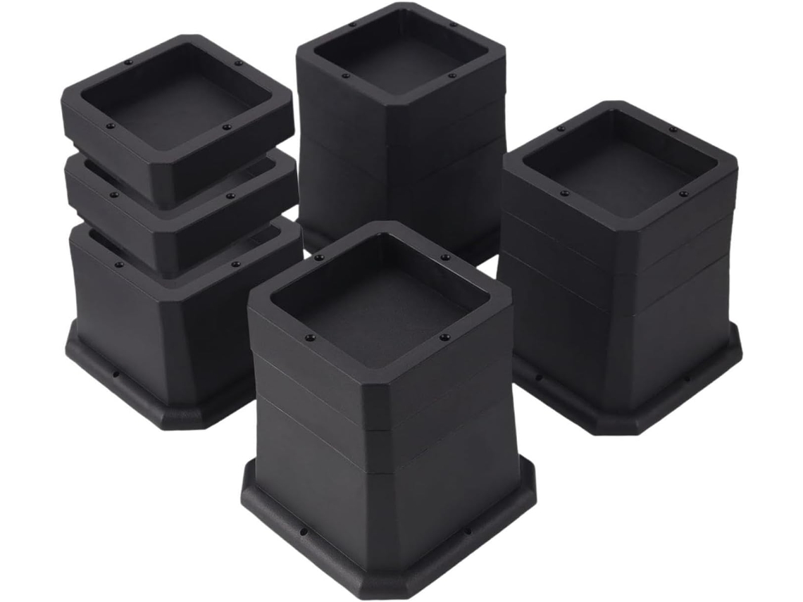 Elevadores De Móveis Besportble Para Cama E Sofá, 9, 5cm, 4 Peças, Pretos, Extensores De Pernas Empilháveis E