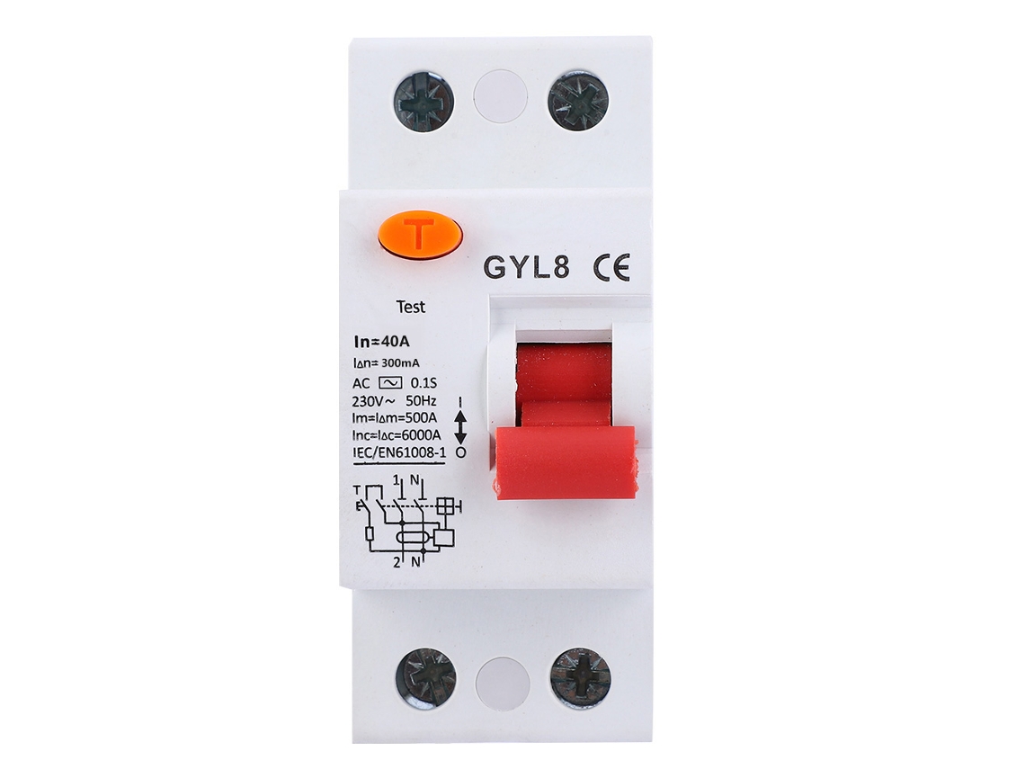 Interruptor de Circuito 2p 40a 300ma Protector de Fuga Eléctrica 230vac Ip20 50/60hz