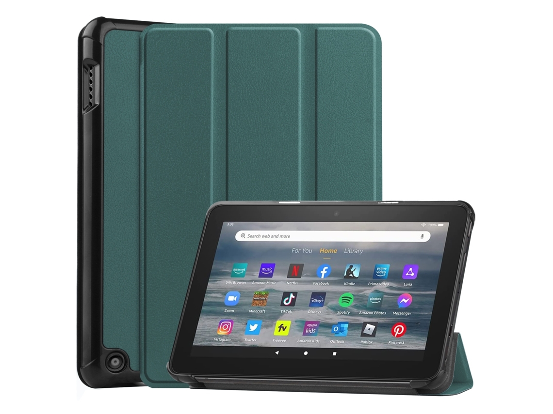 Elysve Capa E-book Em Couro Flip Horizontal Texture Para Amazon Kindle Fire 7 2022 (verde)