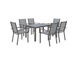 Conjunto Jardim 6 Cadeiras Empilháveis Mesa Retangular (cinza Claro)
