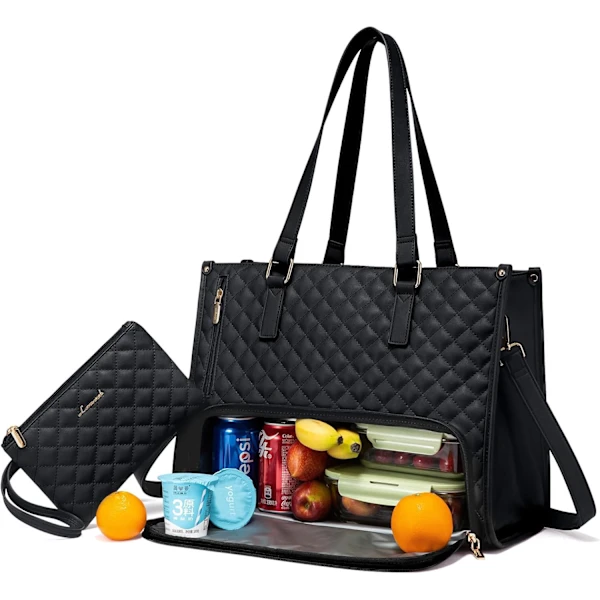 Bolsa Térmica para Almoço, Bolsa para Laptop de 15, 6 Polegadas com Carteira, Preta BRILVIBERA