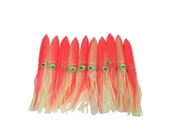 Isca de Lula Luminosa 30cm Silicone com Gancho Rosa 10un